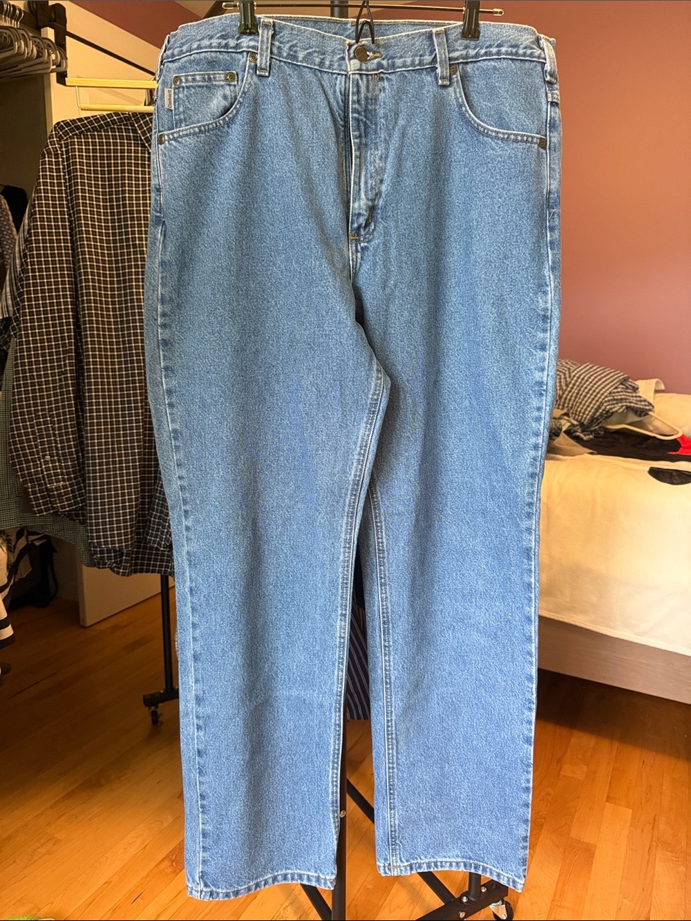 Carhartt Men's Straight Jeans in Light Blue Denim